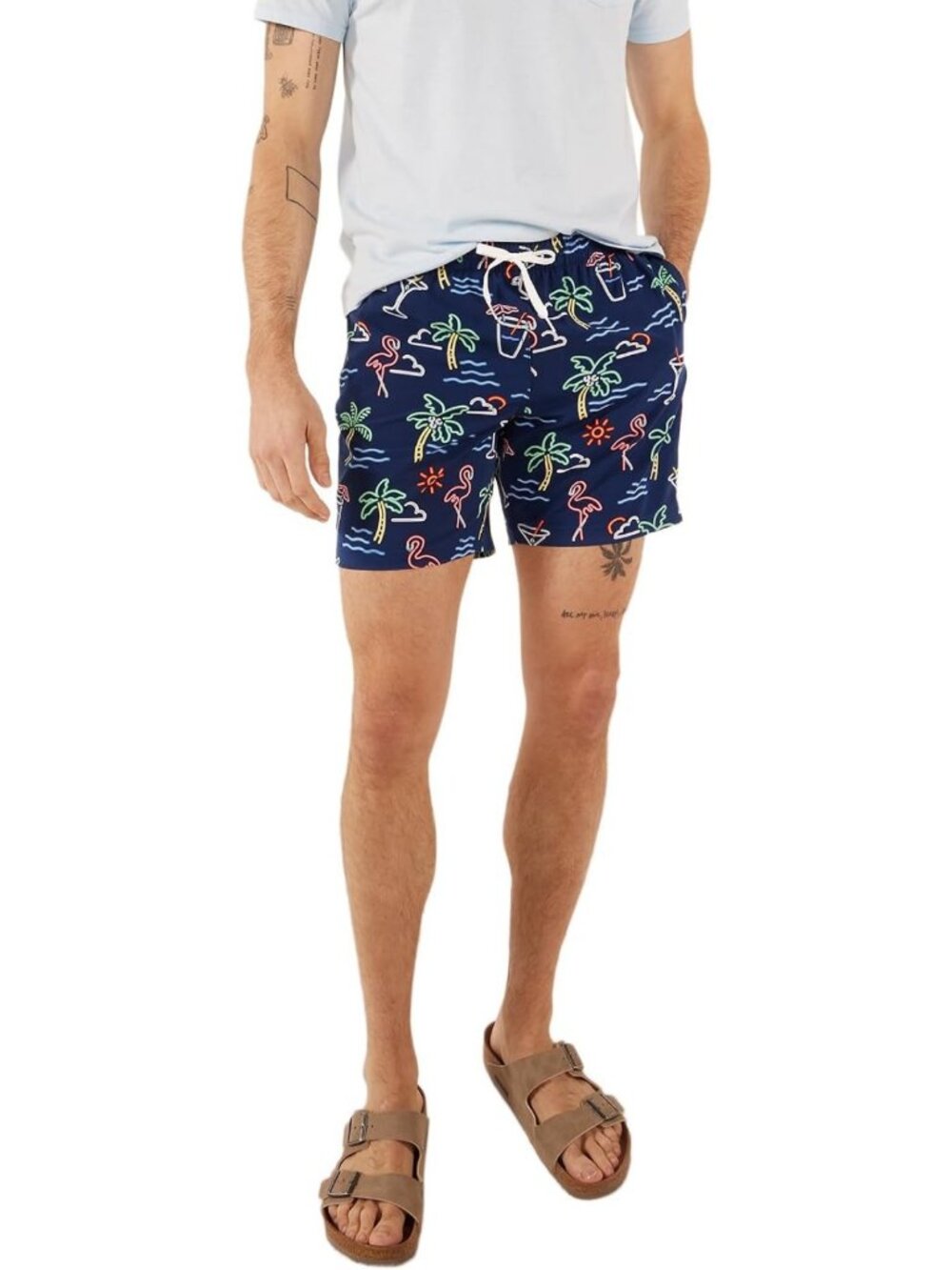 Men's 7” Swim Trunks - 4-Way Stretch Beach Shorts, Elastic Waist, UPF 50+, Mesh